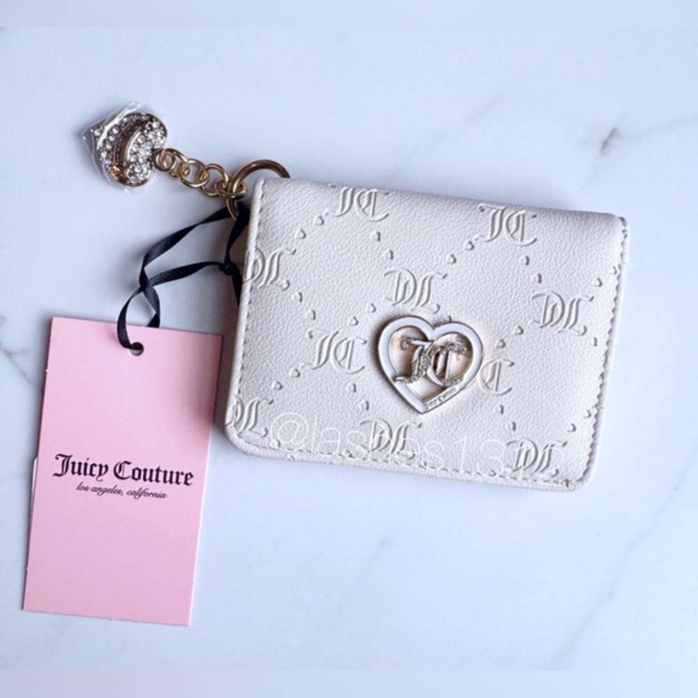 JUICY COUTURE Wallet Only You N Me Card Case with Rhinestones - Cream